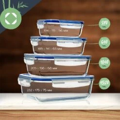 Rechteckige Glasbox 1520 Ml, 1040 Ml, 640 Ml, 370 Ml Mit Deckel 4er-Set -Küchenbedarf Geschäft 10038296 yy 0008 logo