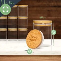 Runde Gläser Bambusdeckel 10 Stück Je 150 Ml Luftdicht 15 Runde Gläser Bambusdeckel 10 Stück Je 150 Ml Luftdicht -Küchenbedarf Geschäft 10038299 yy 0008 logo