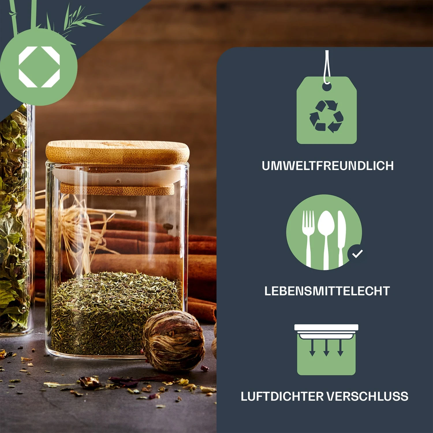 Eckige Gläser Bambusdeckel 10 Stück Je 150 Ml Luftdicht 3 Eckige Gläser Bambusdeckel 10 Stück Je 150 Ml Luftdicht – Bild 3