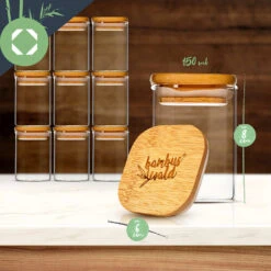 Eckige Gläser Bambusdeckel 10 Stück Je 150 Ml Luftdicht 15 Eckige Gläser Bambusdeckel 10 Stück Je 150 Ml Luftdicht -Küchenbedarf Geschäft 10038300 yy 0008 logo