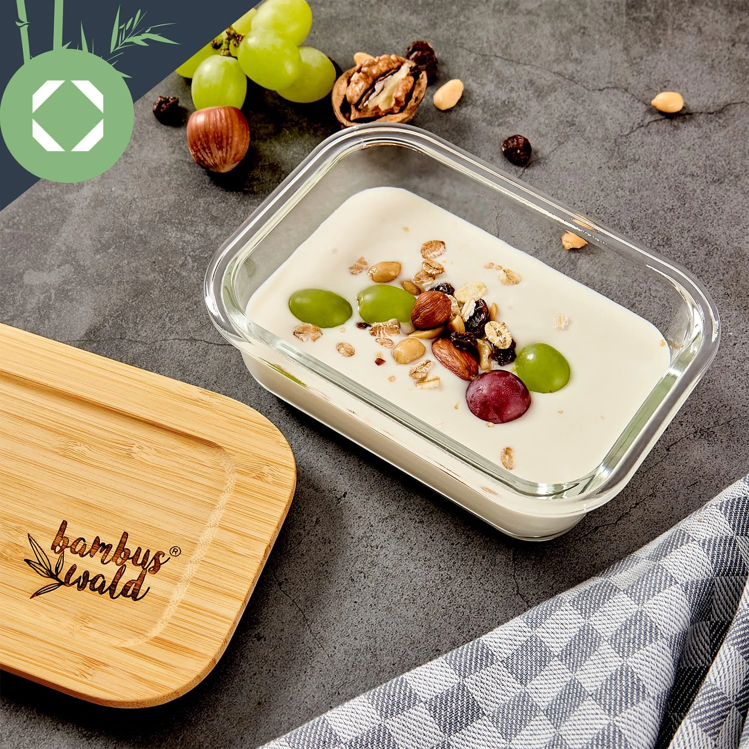 Eckiges Vorratsdosen-Set Glas Bambusdeckel 4 Stück Verschiedene Größen 6 Eckiges Vorratsdosen-Set Glas Bambusdeckel 4 Stück Verschiedene Größen – Bild 6