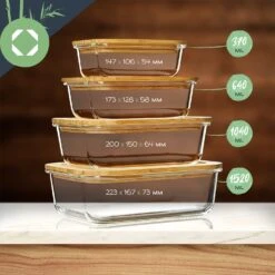 Eckiges Vorratsdosen-Set Glas Bambusdeckel 4 Stück Verschiedene Größen 13 Eckiges Vorratsdosen-Set Glas Bambusdeckel 4 Stück Verschiedene Größen -Küchenbedarf Geschäft 10038307 yy 0007 logo