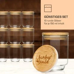 Gewürzgläser Bambusdeckel 10 Stück Je 150 Ml Luftdicht Stapelbar -Küchenbedarf Geschäft 10038311 de 0004 logo