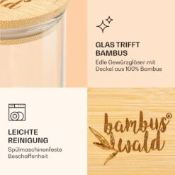 Gewürzgläser Bambusdeckel 10 Stück Je 150 Ml Luftdicht Stapelbar -Küchenbedarf Geschäft 10038311 de 0005 logo