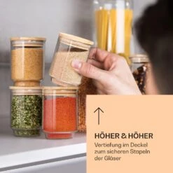 Gewürzgläser Bambusdeckel 10 Stück Je 150 Ml Luftdicht Stapelbar -Küchenbedarf Geschäft 10038311 de 0006 logo