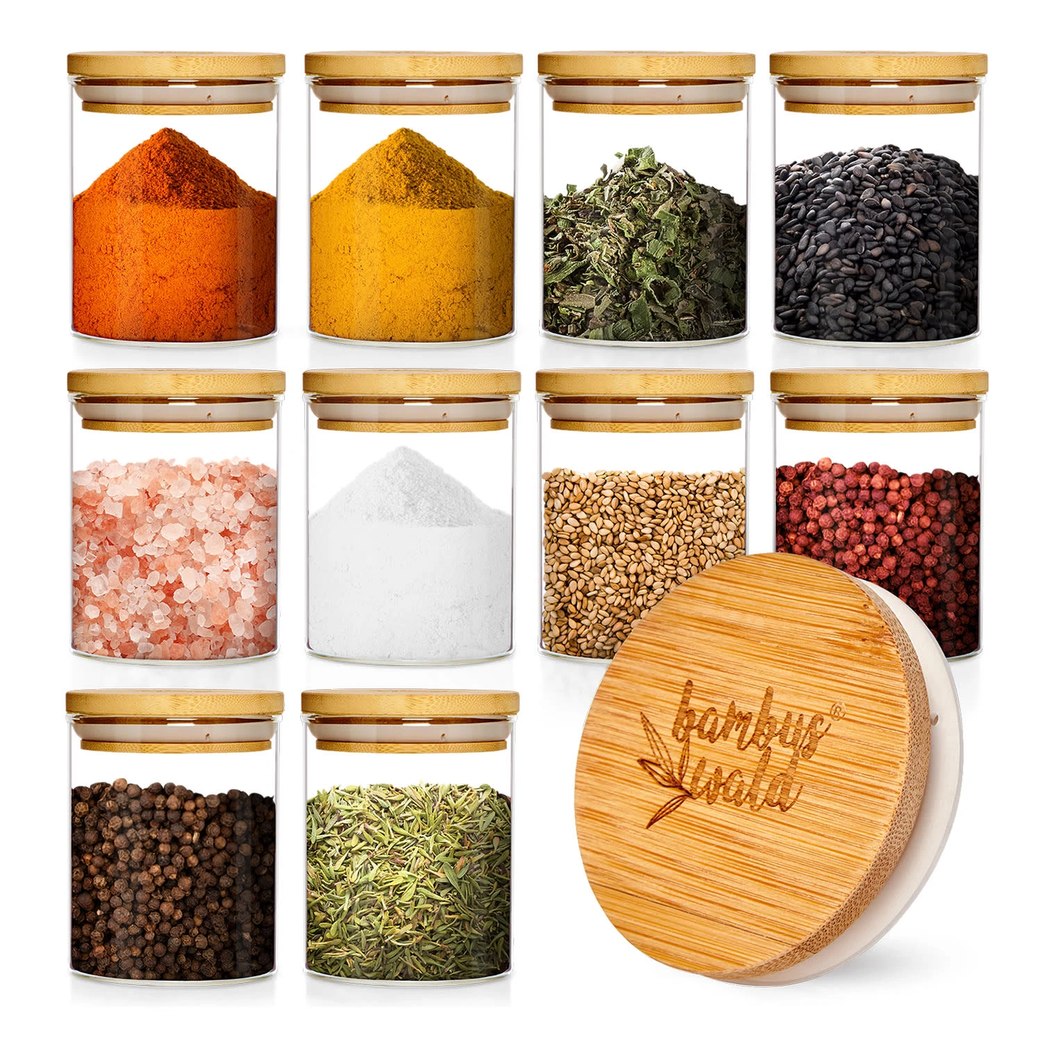 Runde Gläser Bambusdeckel 10 Stück Je 150 Ml Luftdicht 1 Runde Gläser Bambusdeckel 10 Stück Je 150 Ml Luftdicht