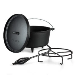 Galloway Dutch Oven 9.0 BBQ-Topf Gusseisen Standfüße Größe L / 9 Qt