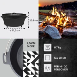 Galloway Dutch Oven 12.0 BBQ-Topf Gusseisen Standfüße Größe XL / 12 Qt -Küchenbedarf Geschäft 10038587 de 0004 usp