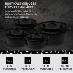 Guernsey Premium Dutch Oven 12.0 BBQ-Topf Gusseisen Voreingebrannt Größe XL / 12 Qt -Küchenbedarf Geschäft 10038640 de 0006 usp