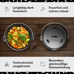 Guernsey Premium Dutch Oven 6.0 BBQ-Topf Gusseisen Standfüße Größe M / 6 Qt -Küchenbedarf Geschäft 10038642 de 0003 usp