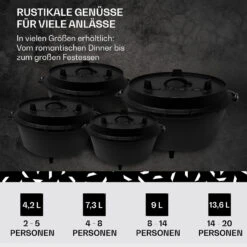Guernsey Premium Dutch Oven 6.0 BBQ-Topf Gusseisen Standfüße Größe M / 6 Qt -Küchenbedarf Geschäft 10038642 de 0006 usp