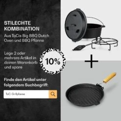 Guernsey Premium Dutch Oven 9.0 BBQ-Topf Gusseisen Standfüße Größe L / 9 Qt -Küchenbedarf Geschäft 10038643 de 0007 usp