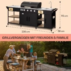 Jersey Outdoor Kitchen Gasgrill Spüle 20,7 KW 5+1 Brenner Mobil -Küchenbedarf Geschäft 10039854 de 0006 usp