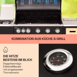 Jersey Outdoor Kitchen Gasgrill 20,7 KW 5+1 Brenner Mobil Regenschutz -Küchenbedarf Geschäft 10039855 de 0003 usp