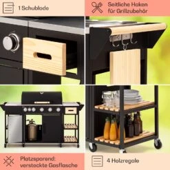 Jersey Outdoor Kitchen Gasgrill 20,7 KW 5+1 Brenner Mobil Regenschutz -Küchenbedarf Geschäft 10039855 de 0005 usp