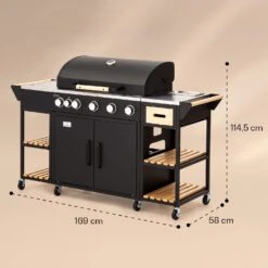 Jersey Outdoor Kitchen Gasgrill 20,7 KW 5+1 Brenner Mobil Regenschutz -Küchenbedarf Geschäft 10039855 yy 0008 dimensions