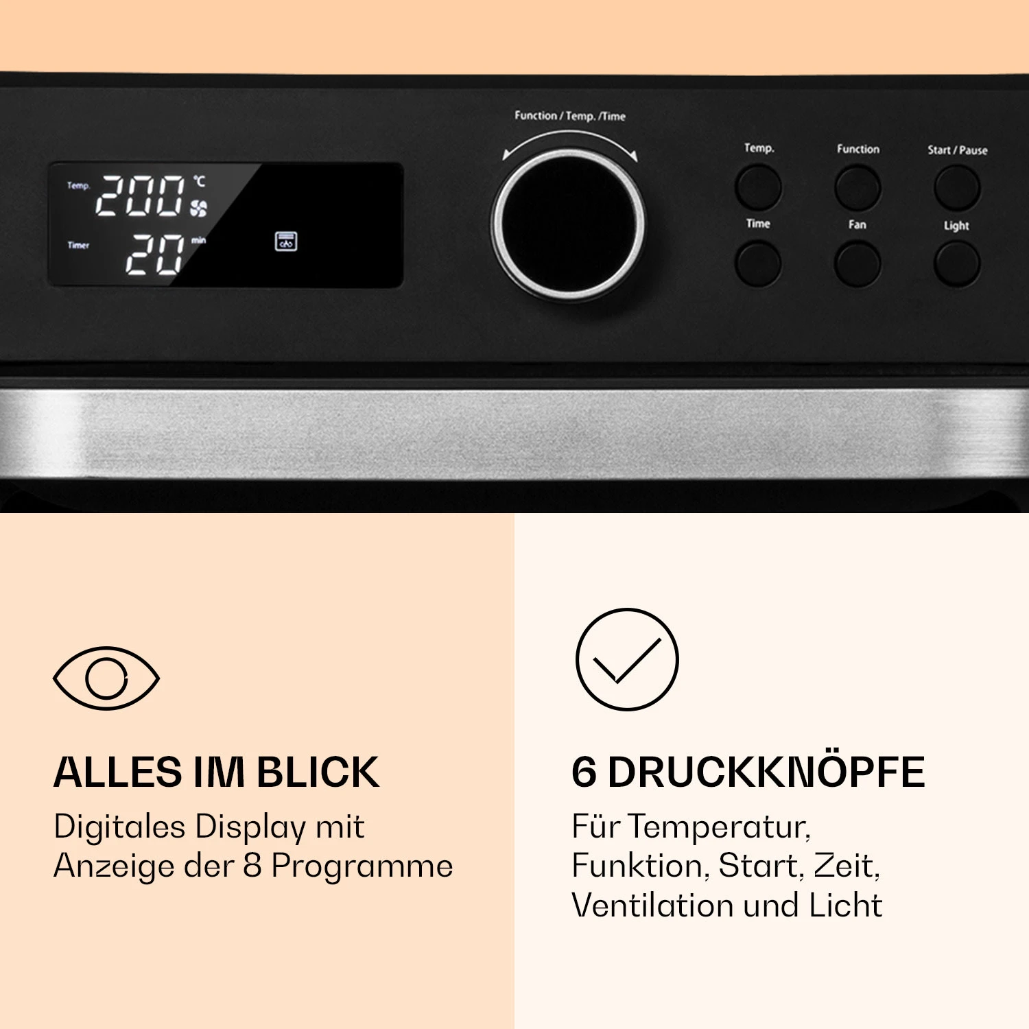 Prime Air Heißluftfritteuse 1500W 23l Timer 8 Programme 4 Prime Air Heißluftfritteuse 1500W 23l Timer 8 Programme – Bild 4