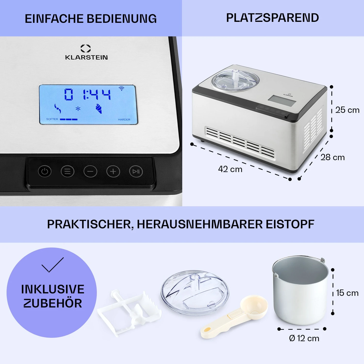Dolce Bacio Smart Eiscremebereiter Yogurtmaker Kompressor 2 Liter WiFi Touch Edelstahl 6 Dolce Bacio Smart Eiscremebereiter Yogurtmaker Kompressor 2 Liter WiFi Touch Edelstahl – Bild 6