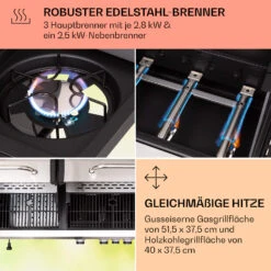 Kingsville 3.1 Kombigrill Gas + Kohle 10,9 KW 3+1 Brenner -Küchenbedarf Geschäft 10040270 de 0005 usp