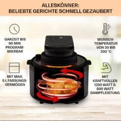 Vendure Heißluftfritteuse Mit Dampffunktion 1250W 5 Liter 6 Programme -Küchenbedarf Geschäft 10040278 de 0003 usp