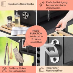 Aberdeen Double Holzkohlegrill Smoker Thermometer 2 Seitentische Mobil -Küchenbedarf Geschäft 10040293 de 0006 usp