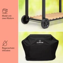 Aberdeen Double Holzkohlegrill Smoker Thermometer 2 Seitentische Mobil -Küchenbedarf Geschäft 10040293 de 0008 usp