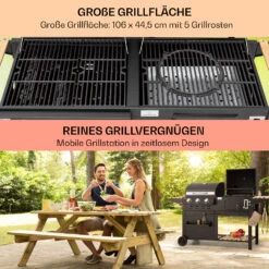 Aberdeen Kombi-Grill Gas Kohle Smoker Thermometer 2 Seitentische Mobil -Küchenbedarf Geschäft 10040294 de 0004 usp