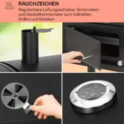 Aberdeen Kombi-Grill Gas Kohle Smoker Thermometer 2 Seitentische Mobil -Küchenbedarf Geschäft 10040294 de 0005 usp