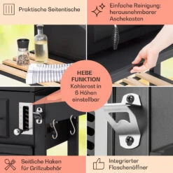 Aberdeen Kombi-Grill Gas Kohle Smoker Thermometer 2 Seitentische Mobil -Küchenbedarf Geschäft 10040294 de 0006 usp