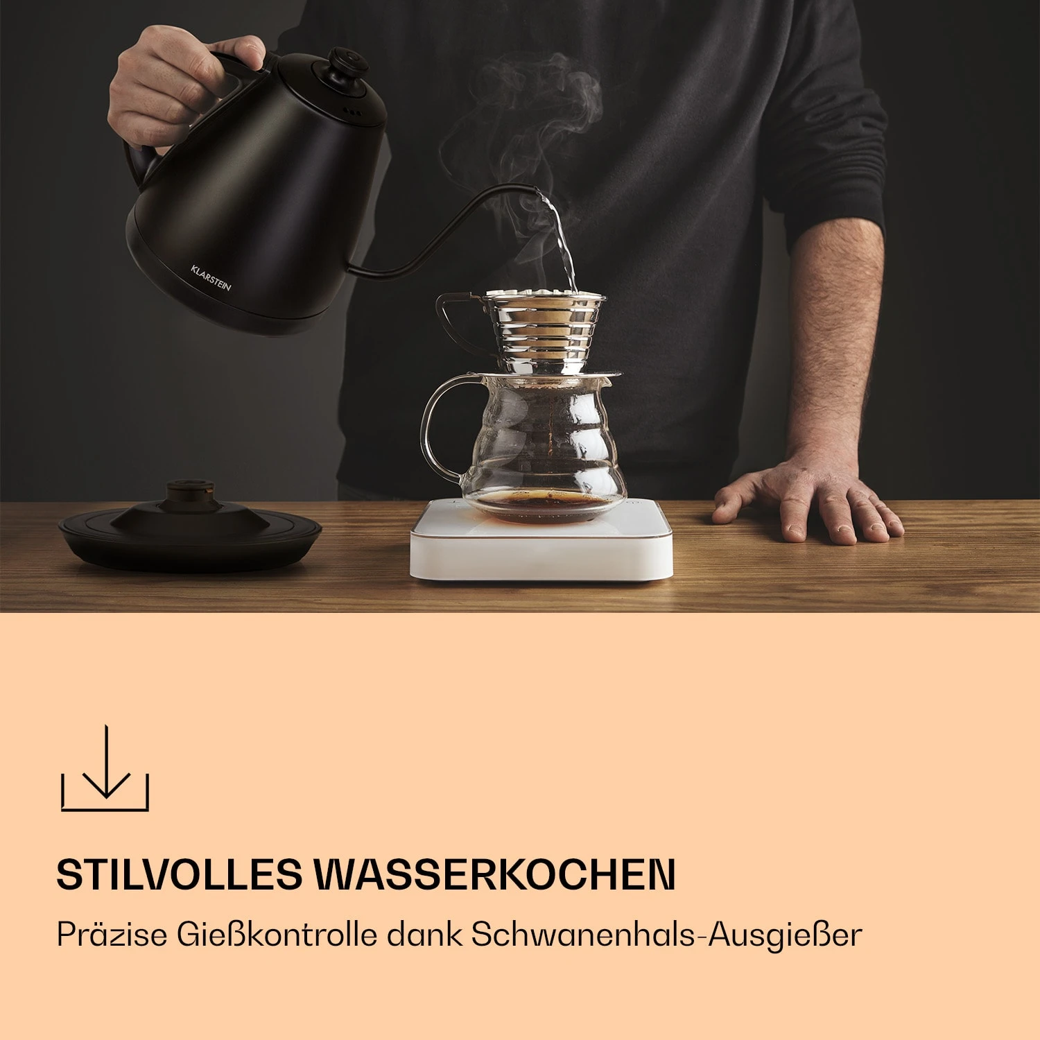 Garcon Wasserkocher 1L 2000W Warmhaltefunktion Schwanenhals Edelstahl 2 Garcon Wasserkocher 1L 2000W Warmhaltefunktion Schwanenhals Edelstahl – Bild 2