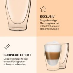 DUOS Doppelwandiges Glas | Thermoglas | 310 Ml | Trinkglas | Espressoglas, Teeglas, Shotglas | Für Heiße Und Kalte Getränke | Borosilikatglas| Hitze- Und Kältebeständig | Handgemacht | Spülmaschinenfest | Schwebe-Effekt -Küchenbedarf Geschäft 10040364 de 0006 logo