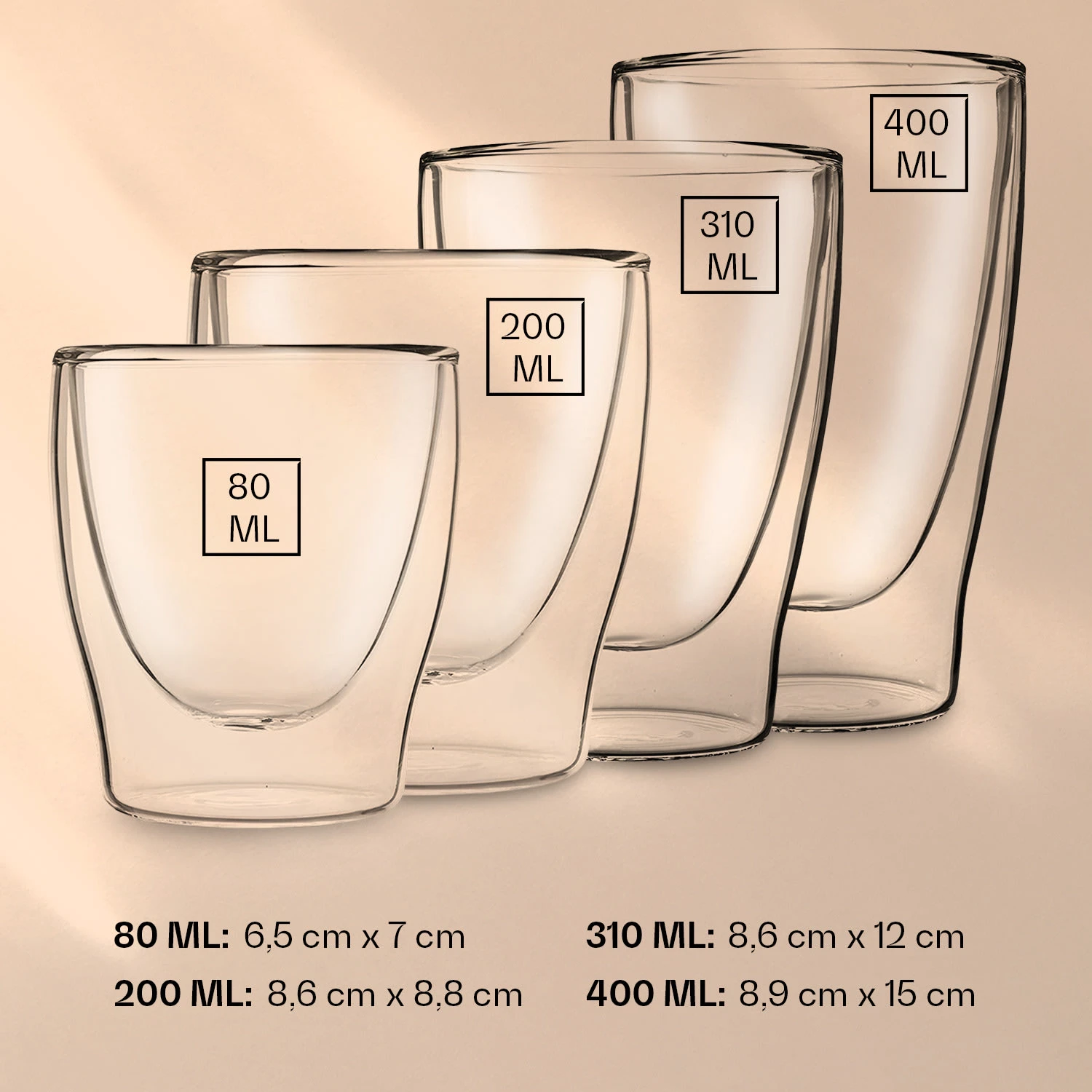 DUOS Doppelwandiges Glas | Thermoglas | 80, 200, 310, 400 Ml | Trinkglas | Espressoglas, Teeglas, Shotglas | Für Heiße Und Kalte Getränke | Borosilikatglas| Hitze- Und Kältebeständig | Handgemacht | Spülmaschinenfest | Schwebe-Effekt 7 DUOS Doppelwandiges Glas | Thermoglas | 80, 200, 310, 400 Ml | Trinkglas | Espressoglas, Teeglas, Shotglas | Für Heiße Und Kalte Getränke | Borosilikatglas| Hitze- Und Kältebeständig | Handgemacht | Spülmaschinenfest | Schwebe-Effekt – Bild 7