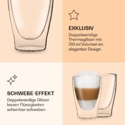 DUOS Doppelwandiges Glas | Thermoglas | 310 Ml | Trinkglas | Espressoglas, Teeglas, Shotglas | Für Heiße Und Kalte Getränke | Borosilikatglas| Hitze- Und Kältebeständig | Handgemacht | Spülmaschinenfest | Schwebe-Effekt -Küchenbedarf Geschäft 10040372 de 0006 logo