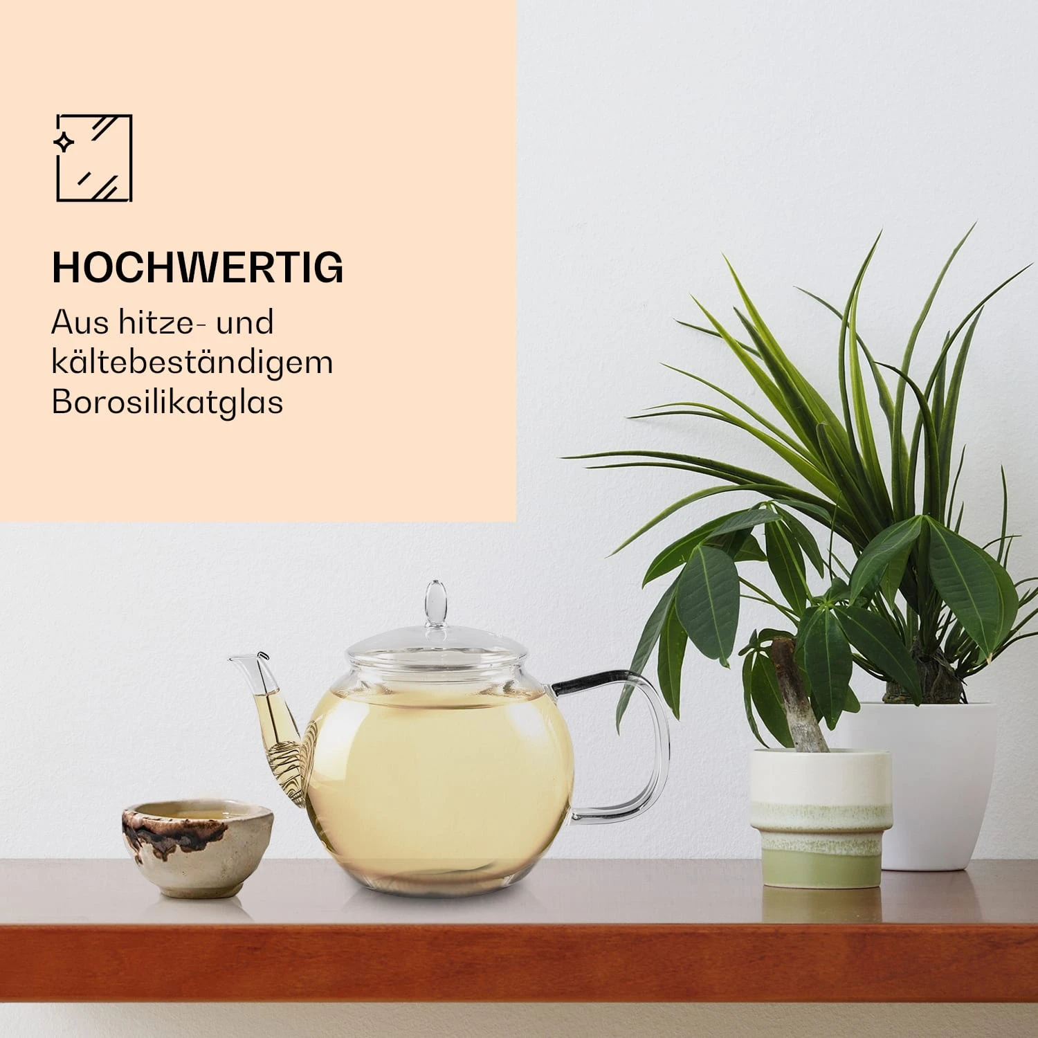 Glaskanne 800 Ml Borosilikatglas Mit Deckel, Teesieb Und Teeblumen 3 Glaskanne 800 Ml Borosilikatglas Mit Deckel, Teesieb Und Teeblumen – Bild 3