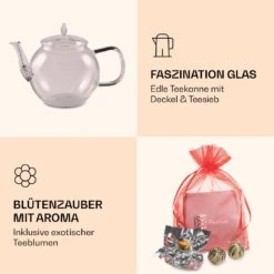 Glaskanne 800 Ml Borosilikatglas Mit Deckel, Teesieb Und Teeblumen 12 Glaskanne 800 Ml Borosilikatglas Mit Deckel, Teesieb Und Teeblumen -Küchenbedarf Geschäft 10040415 de 0006 logo
