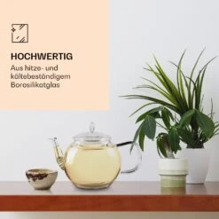 Glaskanne 1300 Ml Borosilikatglas Mit Deckel, Teesieb Und Teeblumen -Küchenbedarf Geschäft 10040419 de 0003 logo