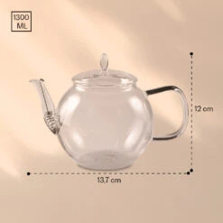 Glaskanne 1300 Ml Borosilikatglas Mit Deckel, Teesieb Und Teeblumen -Küchenbedarf Geschäft 10040419 yy 0007 dimensions