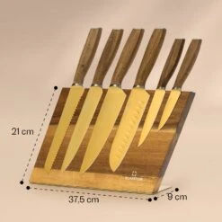 Kazuno Messerset 7 Teile Magnetischer Block PVD Titanium-Beschichtung -Küchenbedarf Geschäft 10040726 yy 0011 dimensions