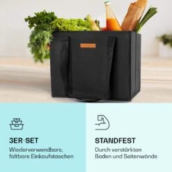 Einkaufstasche 3er Set Wiederverwendbar Waschbar Faltbar Verstärkt -Küchenbedarf Geschäft 10040843 de 0002 logo