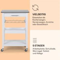 Vermont Servierwagen Küchenwagen 5 Etagen Holz Edelstahl Mobil -Küchenbedarf Geschäft 10041118 de 0004 logo