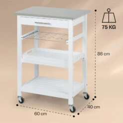 Vermont Servierwagen Küchenwagen 5 Etagen Holz Edelstahl Mobil -Küchenbedarf Geschäft 10041118 yy 0007 dimensions