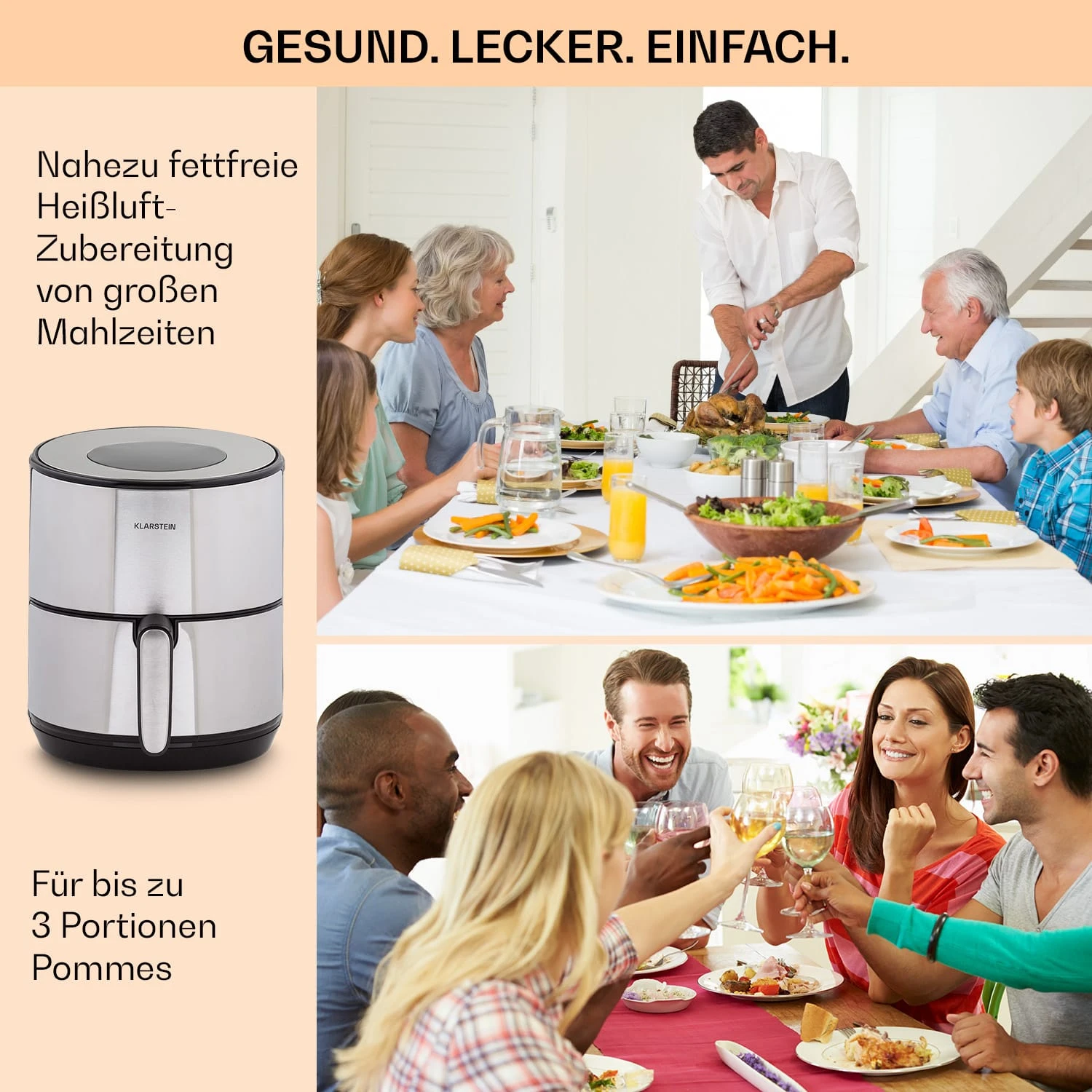 Klarstein Crisp-Pro 4,3L Air Fry Stainless Steel 5 Klarstein Crisp-Pro 4,3L Air Fry Stainless Steel – Bild 5
