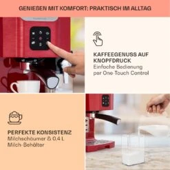 BellaVita Kaffeemaschine 3-in-1 1450 W 20 Bar Milchschäumer -Küchenbedarf Geschäft 10041240 de 0003 usp