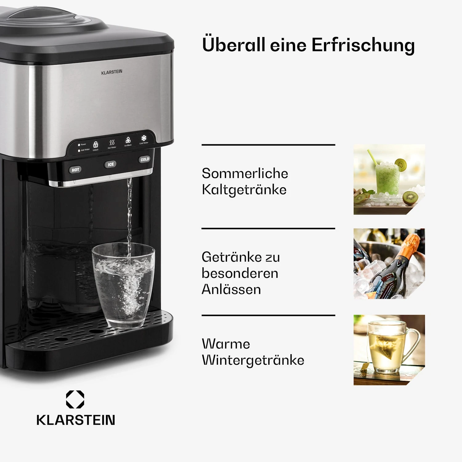 Aqueous Eiswürfelmaschine 3-in-1: Eiswürfel, Wasserspender: Heiß & Kalt 20 Kg/24h 5 Aqueous Eiswürfelmaschine 3-in-1: Eiswürfel, Wasserspender: Heiß & Kalt 20 Kg/24h – Bild 5