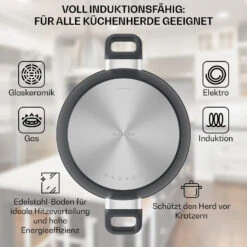 Noto Endurance Kochtopf Ø28cm Geschmiedetes Aluminium Deckel Induktion PTFE-Antihaftbeschichtung -Küchenbedarf Geschäft 10045008 de 0004 usp