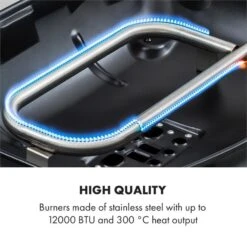 Parforce One Gasgrill 3,5kW 12000BTU Grilltisch Gasschlauch Schwarz -Küchenbedarf Geschäft 60002431 yy 0005 logo Klarstein Parforce One Gasgrill 12000BTU schwarz